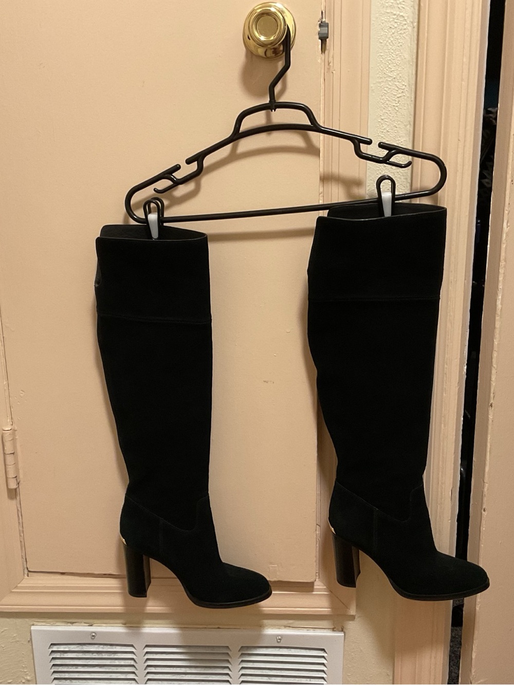 Michael Kors Black Suede Over-the-Knee Block Heel Boots